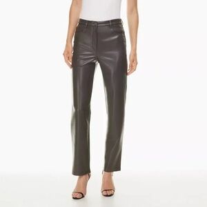 NEW Aritzia Wilfred The Melina Faux Vegan Leather Peppercorn Grey Pants